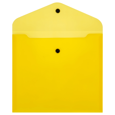 Папка-конверт на кнопке СТАММ А5+, 150мкм, пластик, прозрачная, желтая