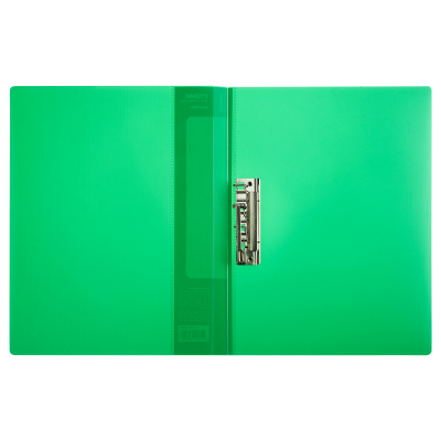 Папка с боковым зажимом СТАММ "Кристалл" А4, 17мм, 700мкм, пластик, зеленая