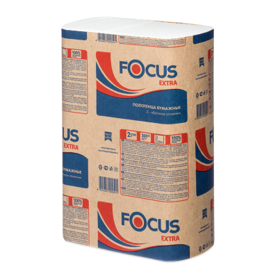 Полотенца бумажные лист. Focus (Z-сл) 2-слойные, 200л/пач., 21,5*24см, белые