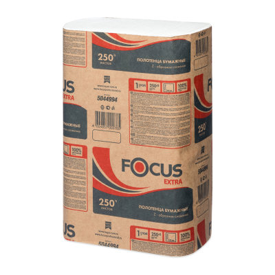 Полотенца бумажные лист. Focus (Z-сл) 1-слойные, 250л/пач., 21,5*24см, белые