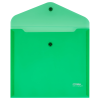 Папка-конверт на кнопке СТАММ А5+, 180мкм, пластик, прозрачная, зеленая