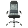 Кресло руководителя Helmi HL-E87, CH, спинка сетка серая/экокожа, сиденье ткань черная, хром, механизм качания