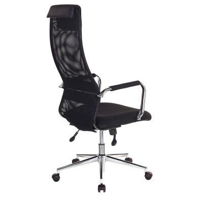 Кресло руководителя Helmi HL-E90, CH, ткань TW/сетка/экокожа черная, хром, механизм качания