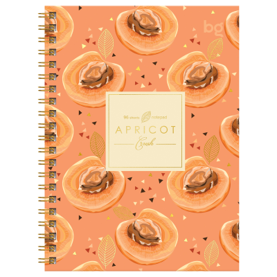 Записная книжка А6 96л., на гребне BG "Apricot Crush", глянцевая ламинация, тиснение фольгой, твердая обложка
