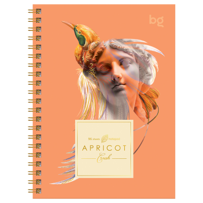Записная книжка А6 96л., на гребне BG "Apricot Crush", глянцевая ламинация, тиснение фольгой, твердая обложка