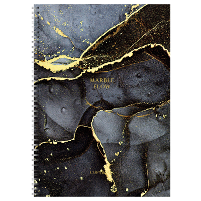 Тетрадь 80л., А4, клетка на гребне GreenwichLine "Marble color", матовая ламинация, тиснение фольгой, 70г/м2