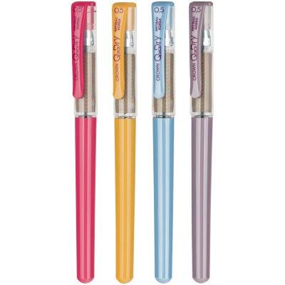 Ручка гелевая Crown "Quick Dry" с быстросохнущими чернилами и антибактериальным грипом, черная, 0,5мм, корпус ассорти