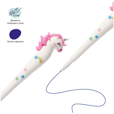 Ручка шариковая MESHU "Unicorn" синяя, 0,7мм, большой корпус, софт-тач, с топпером