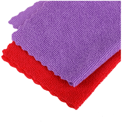 Салфетки для уборки OfficeClean "Универсальные", набор 2шт. (фиолетовая+красная), микрофибра, 25*25см, европодвес
