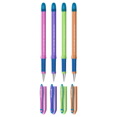 Ручка шариковая Berlingo "I-10 Color" синяя, 0,4мм, корпус ассорти, пакет с европодвесом
