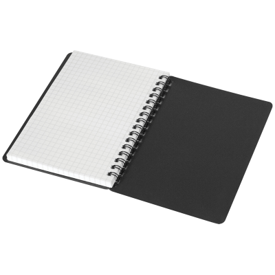 Записная книжка А6 60л., на гребне OfficeSpace "Base", черная пластиковая обложка