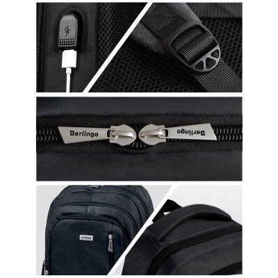 Рюкзак Berlingo City "Comfort black" 42*29*17см, 3 отделения, 3 кармана, отделение для ноутбука, эргономическая спинка