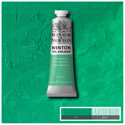 Краска масляная художественная Winsor&Newton "Winton", 37мл, туба, зеленый изумруд