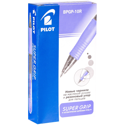 Ручка шариковая автоматическая Pilot "Super Grip" черная, 0,7мм, черный грип