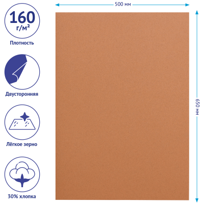 Цветная бумага 500*650мм, Clairefontaine "Etival color", 24л., 160г/м2, лососевый, легкое зерно, 30%хлопка, 70%целлюлоза