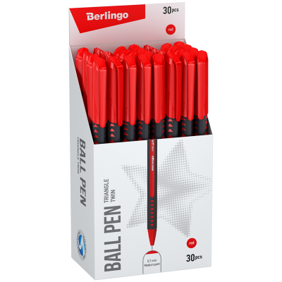 Ручка шариковая Berlingo "Triangle Twin" красная, 0,7мм, игольчатый стержень