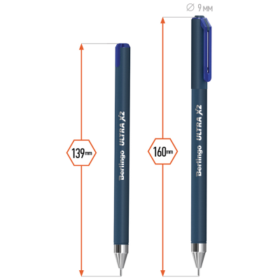 Ручка шариковая Berlingo "Ultra X2" синяя, 0,7мм, игольчатый стержень, 6шт., PET пенал
