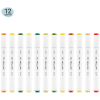 Набор двусторонних маркеров для скетчинга MESHU 12цв., осенние цвета, корпус трехгранный, пулевид./клиновид.наконечники, ПВХ-бокс