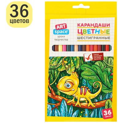 Карандаши цветные ArtSpace "Милые зверушки", 36цв., заточен., картон, европодвес