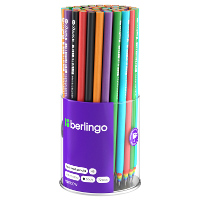 Карандаш ч/г Berlingo "Rainbow" HB, из переработанной бумаги, радужное сечение, круглый, заточен., ассорти