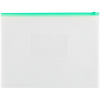 Папка-конверт на zip-молнии OfficeSpace А4, полипропилен, 150мкм, прозрачная, карман, молния зеленая