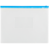 Папка-конверт на zip-молнии OfficeSpace А4, полипропилен, 150мкм, прозрачная, карман, молния синяя