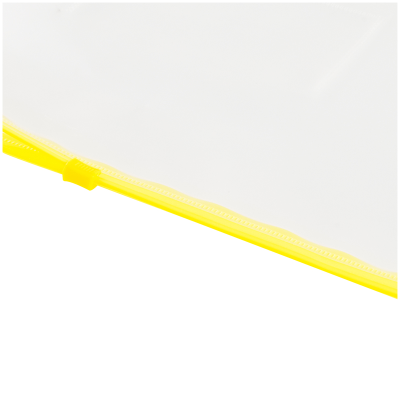 Папка-конверт на zip-молнии OfficeSpace А4, полипропилен, 150мкм, прозрачная, карман, молния желтая