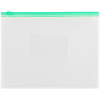 Папка-конверт на zip-молнии OfficeSpace А5, полипропилен, 150мкм, прозрачная, карман, молния зеленая