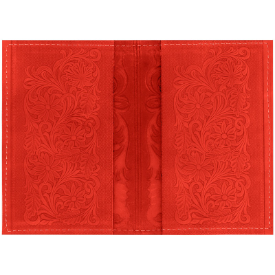 Обложка для паспорта Кожевенная мануфактура, нат. кожа, "Цветы", красный