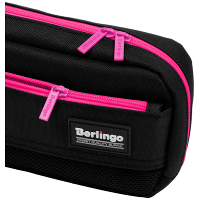 Пенал мягкий 1 отделение, 1 карман, 215*95*44 Berlingo "Black and pink", полиэстер, внутренний органайзер