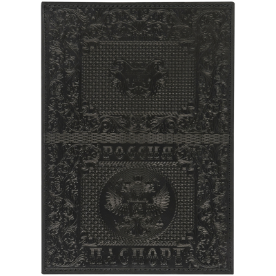 Обложка для паспорта OfficeSpace "Россия", кожа, тиснение, черная