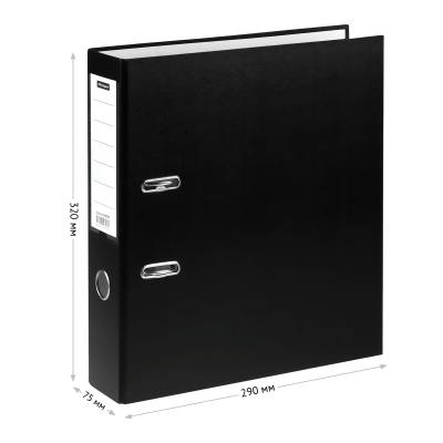 Папка-регистратор OfficeSpace, 75мм, бумвинил, с карманом на корешке, черная