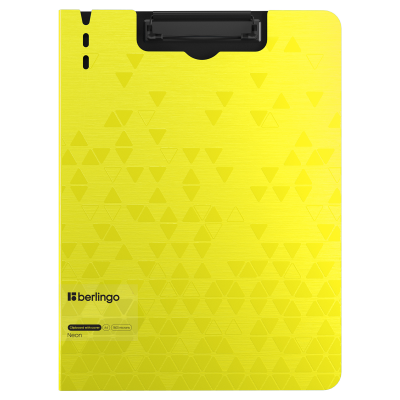 Папка-планшет с зажимом Berlingo "Neon" А4, пластик (полифом), 1800мкм, желтый неон