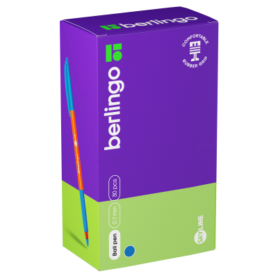 Ручка шариковая Berlingo "Skyline" светло-синяя, 0,7мм, игольчатый стержень, грип