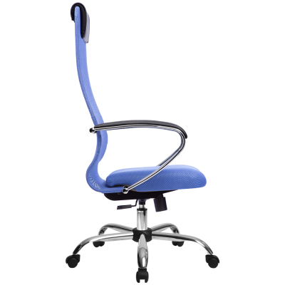 Кресло руководителя Метта SU-BK-8 CH, ткань-сетка синяя №23, спинка-сетка, топ-ган (101/003, 131/003)
