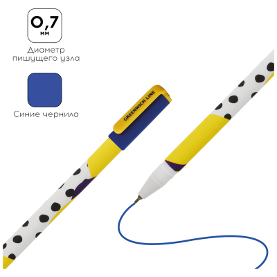 УЦЕНКА - Ручка шариковая Greenwich Line "Creative dots" синяя, 0,7мм, игольчатый стержень, софт-тач