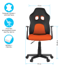 Кресло игровое Helmi HL-S12 "Mini", экокожа/ткань, черная/оранжевая