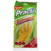 Перчатки резиновые хозяйственные Paclan "Practi. Universal", разм. М, х/б напыление, желтые, пакет с европодвесом
