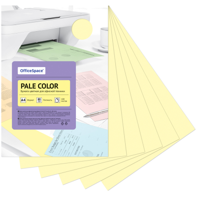 Бумага цветная OfficeSpace "Pale Color", А4, 80г/м2, 100л., (оранжевый)