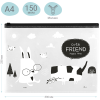 Папка-конверт на zip-молнии MeShu "Cute Friend", А4, 150мкм, прозрачная с рисунком