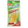 Перчатки резиновые хозяйственные Paclan "Practi. Universal", разм. S, х/б напыление, желтые, пакет с европодвесом