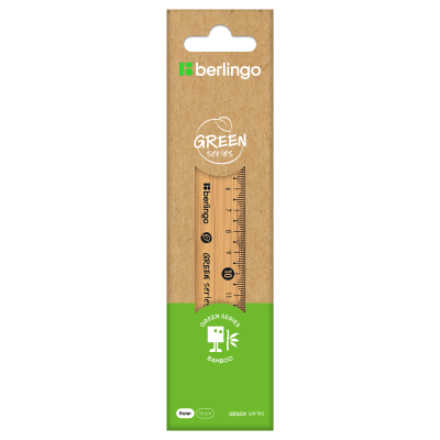 Линейка 15см Berlingo "Green Series", бамбук, европодвес