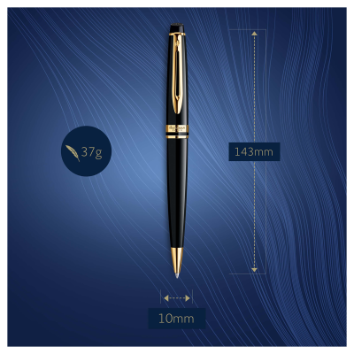 Ручка шариковая Waterman "Expert Black Lacquer GT" синяя, 1,0мм, подарочная упаковка
