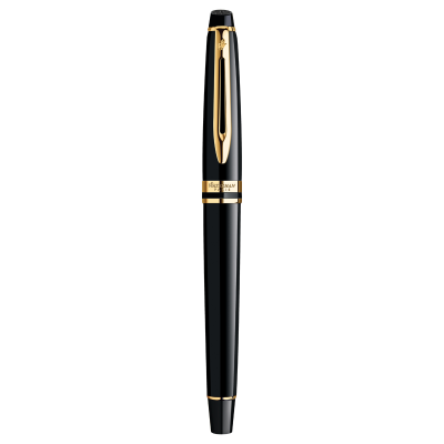 Ручка перьевая Waterman "Expert Black Lacquer GT" синяя, 0,8мм, подарочная упаковка
