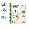 Скетчбук - блокнот 30л., А5 Clairefontaine "Cray ON", на гребне, мелкозерн., 160г/м2