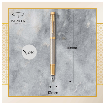 Ручка перьевая Parker "IM Premium Warm Silver GT" синяя, 0,8мм, подарочная упаковка