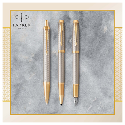 Ручка-роллер Parker "IM Premium Warm Silver GT" черная, 0,8мм, подарочная упаковка