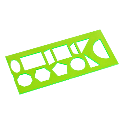 Трафарет геометрических фигур СТАММ, пластиковый, зеленый