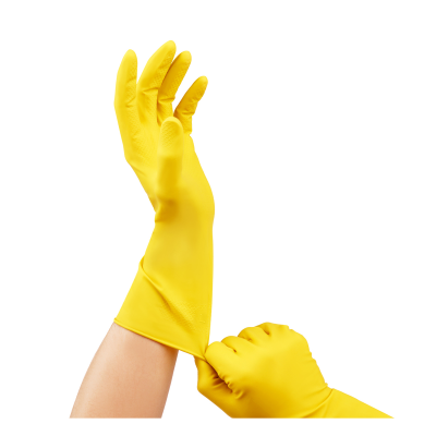 Перчатки резиновые хозяйственные OfficeClean Универсальные, разм. L, желтые, пакет с европодвесом