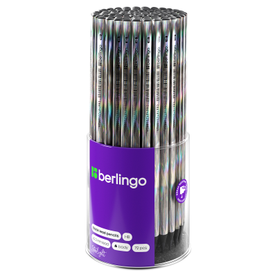 Карандаш ч/г Berlingo "Starlight" HB, трехгранный, черное дерево, лазерная пленка, заточен.